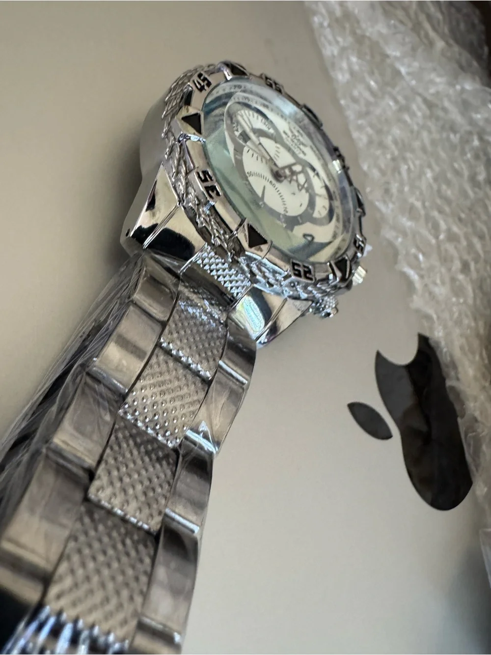 New Silvertone quartz analog watch, protective film still on!